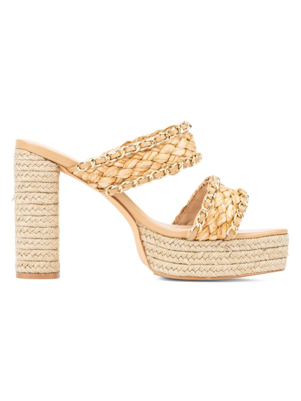 FASHION TO FIGURE Maia Braded Raffia Platform Sandals